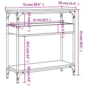 vidaXL Console Table with Shelf Black 75x29x75cm Engineered Wood