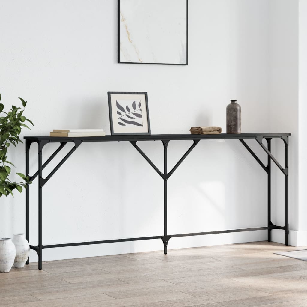 vidaXL Console Table Black 180x23x75 cm Engineered Wood