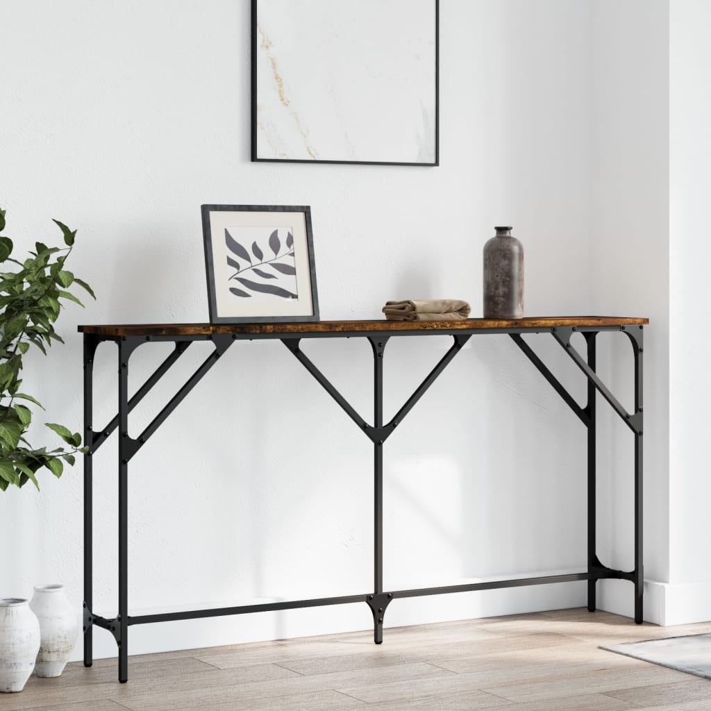 vidaXL Console Table Smoked Oak 140x23x75 cm Engineered Wood