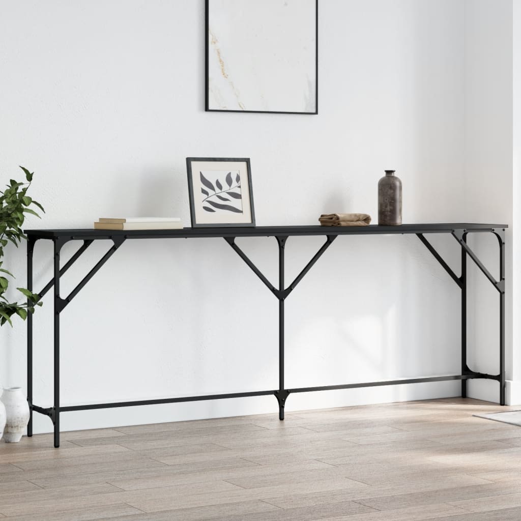 vidaXL Console Table Black 200x29x75 cm Engineered Wood