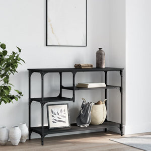 vidaXL Console Table with Shelves Black 100x35x75 cm