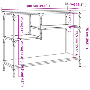 vidaXL Console Table with Shelves Grey Sonoma 100x35x75 cm