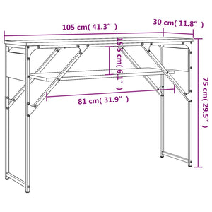 vidaXL Console Table with Shelf Black 105x30x75cm Engineered Wood