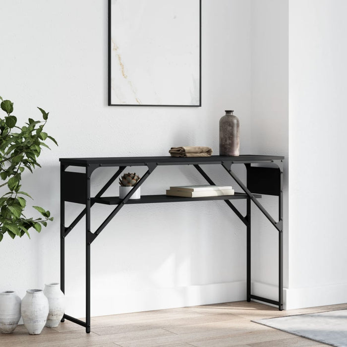 vidaXL Console Table with Shelf Black 105x30x75cm Engineered Wood