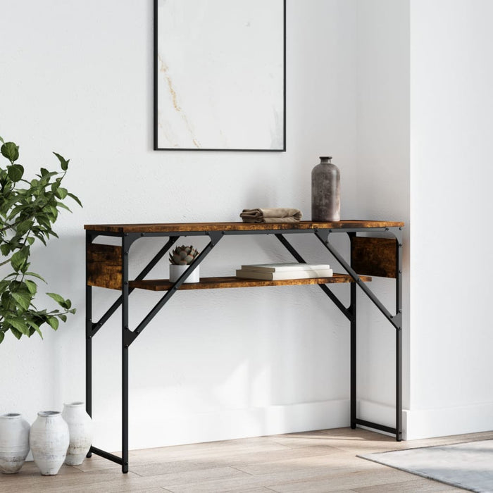 vidaXL Console Table with Shelf Smoked Oak 105x30x75cm Engineered Wood