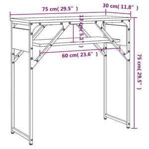 vidaXL Console Table with Shelf Grey Sonoma 75x30x75cm Engineered Wood