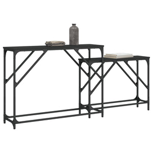 vidaXL Nesting Console Tables 2 pcs Black Engineered Wood