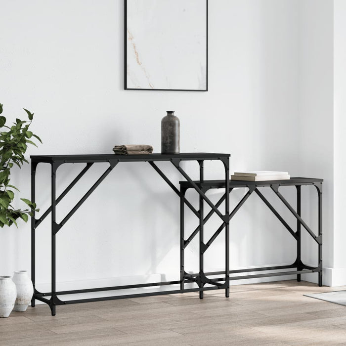 vidaXL Nesting Console Tables 2 pcs Black Engineered Wood