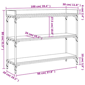 vidaXL Console Table with Shelves Sonoma Oak 100x30x80 cm