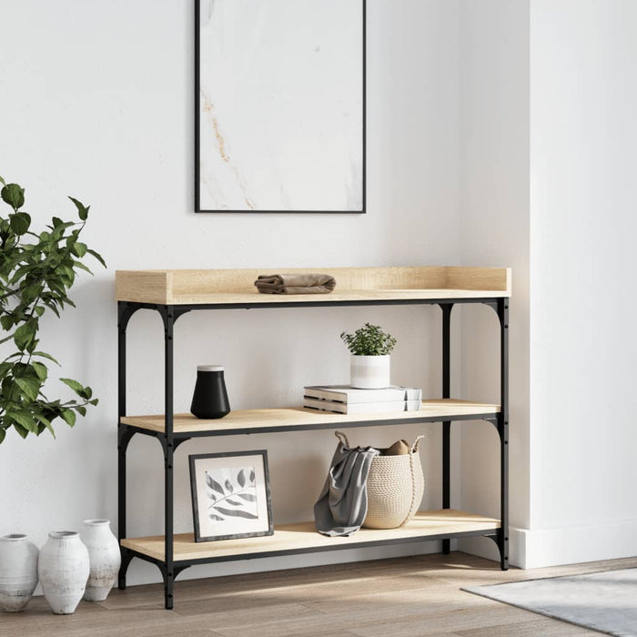 vidaXL Console Table with Shelves Sonoma Oak 100x30x80 cm