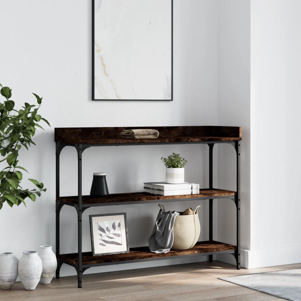 vidaXL Console Table with Shelves Smoked Oak 100x30x80 cm