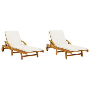 vidaXL Sun Loungers 2 pcs with Cushions 200x68x83 cm Solid Wood Acacia