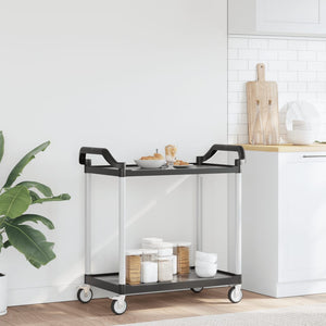 vidaXL 2-Tier Trolley Black 99x50x97 cm Aluminium