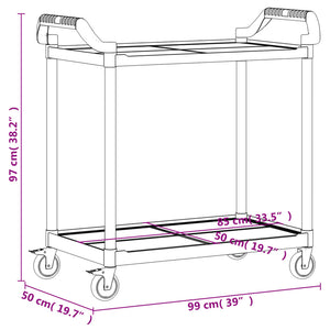 vidaXL 2-Tier Trolley Black 99x50x97 cm Aluminium