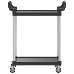 vidaXL 2-Tier Trolley Black 81x41x92 cm Aluminium