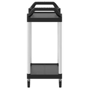 vidaXL 2-Tier Trolley Black 81x41x92 cm Aluminium