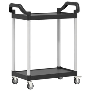 vidaXL 2-Tier Trolley Black 81x41x92 cm Aluminium