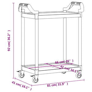 vidaXL 2-Tier Trolley Black 81x41x92 cm Aluminium