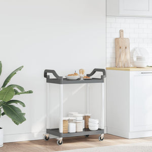 vidaXL 2-Tier Trolley Grey 81x41x92 cm Aluminium