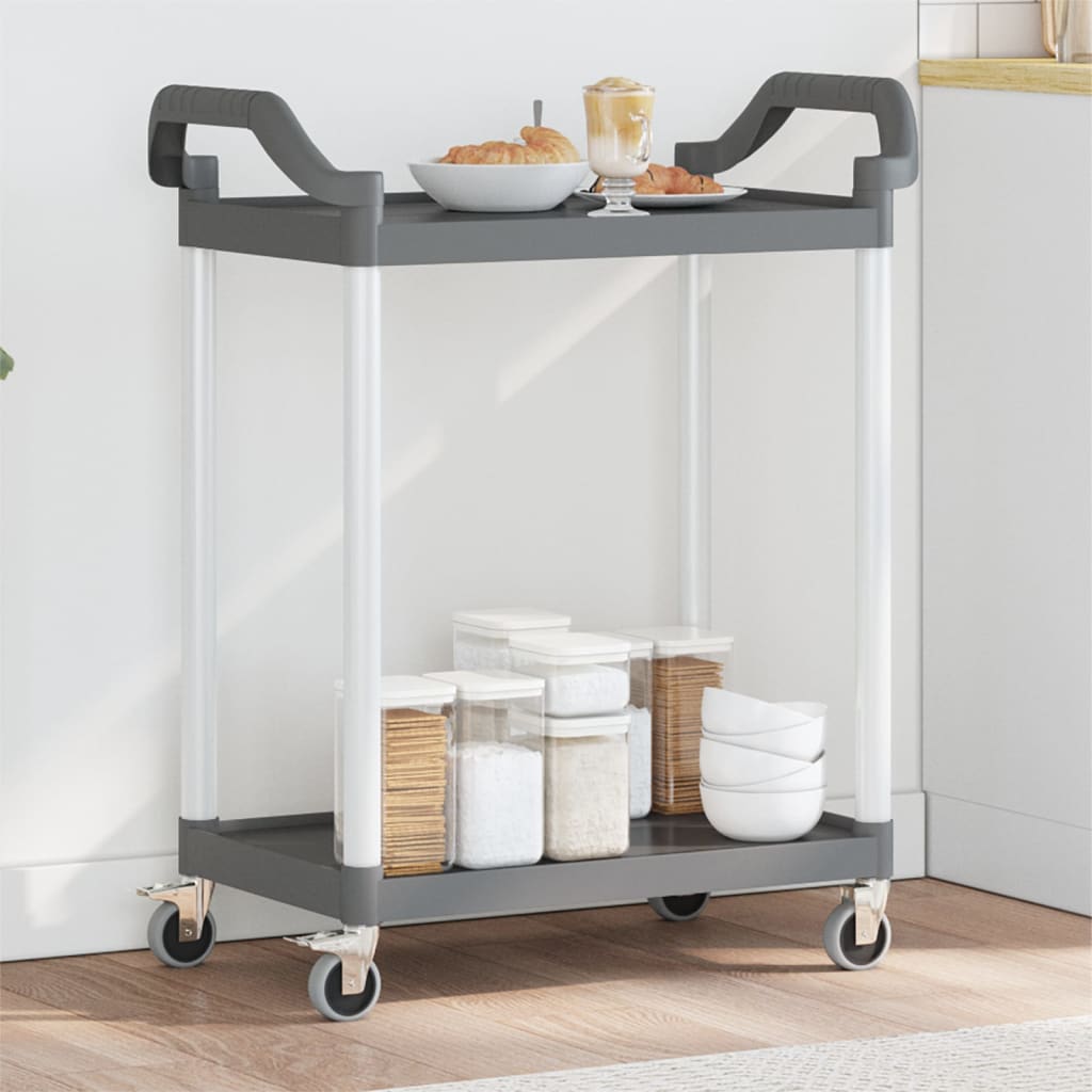 vidaXL 2-Tier Trolley Grey 81x41x92 cm Aluminium