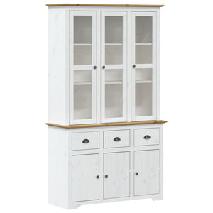 vidaXL Highborad "BODO" White and Brown 115.5x43x200.5cm Solid Wood Pine