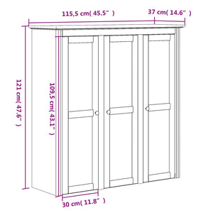 vidaXL Highborad "BODO" White and Brown 115.5x43x200.5cm Solid Wood Pine