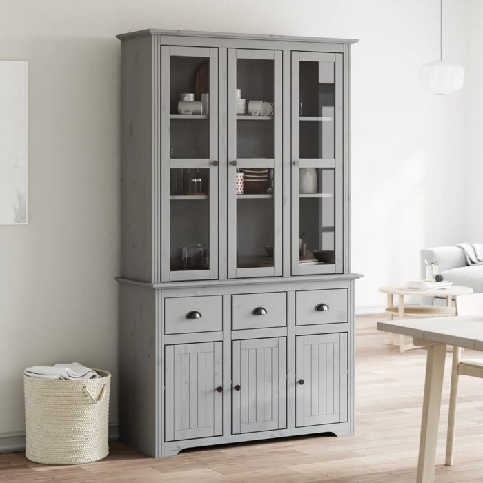 vidaXL Highborad "BODO" Grey 115.5x43x200.5 cm Solid Wood Pine