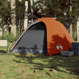 vidaXL Camping Tent Dome 4-Person Grey and Orange Waterproof