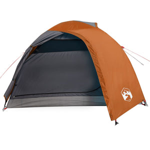 vidaXL Camping Tent Dome 4-Person Grey and Orange Waterproof