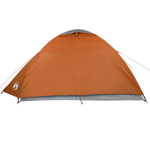 vidaXL Camping Tent Dome 4-Person Grey and Orange Waterproof