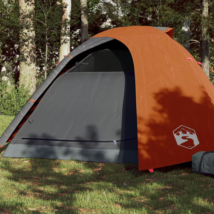 vidaXL Camping Tent Dome 4-Person Grey and Orange Waterproof