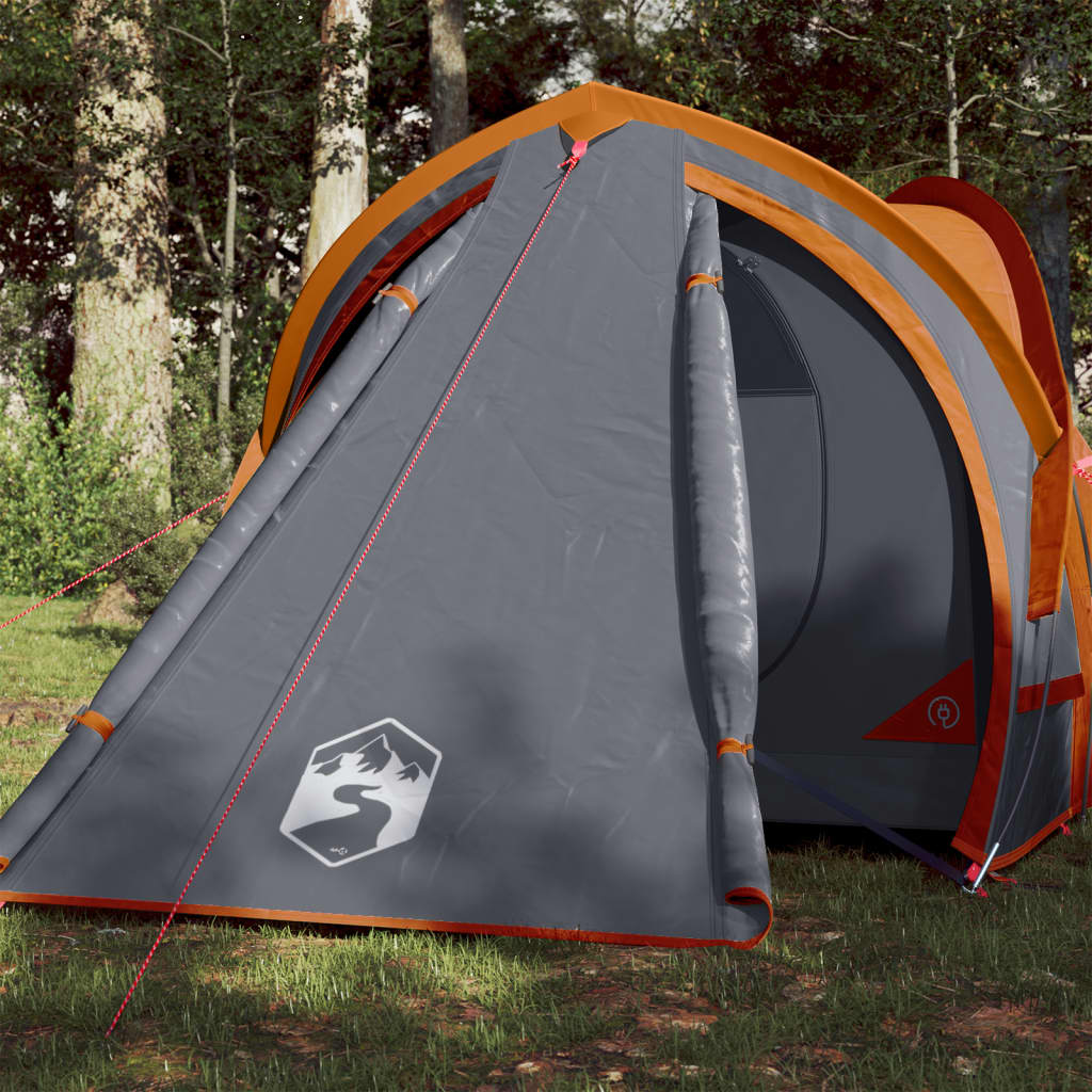 vidaXL Camping Tent Dome 2-Person Grey and Orange Waterproof