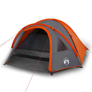 vidaXL Camping Tent Dome 4-Person Grey and Orange Waterproof