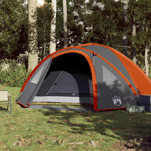 vidaXL Camping Tent Dome 4-Person Grey and Orange Waterproof