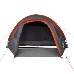 vidaXL Camping Tent Dome 4-Person Grey and Orange Waterproof