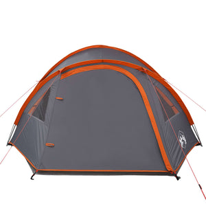 vidaXL Camping Tent Dome 4-Person Grey and Orange Waterproof