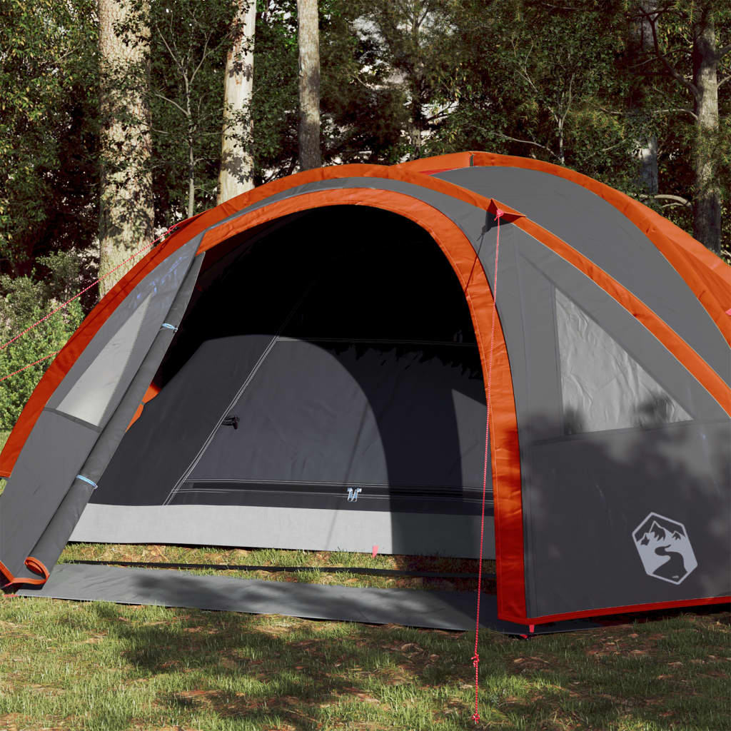 vidaXL Camping Tent Dome 4-Person Grey and Orange Waterproof