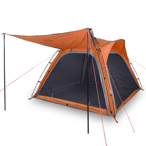 vidaXL Camping Tent 4-Person Grey and Orange Quick Release Waterproof