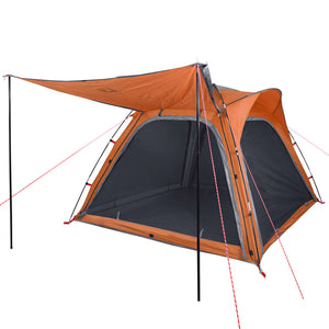 vidaXL Camping Tent 4-Person Grey and Orange Quick Release Waterproof