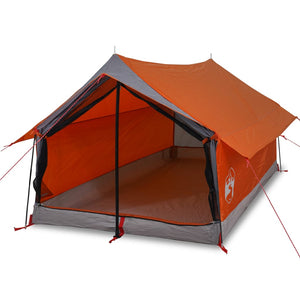 vidaXL Camping Tent 2-Person Grey and Orange Waterproof