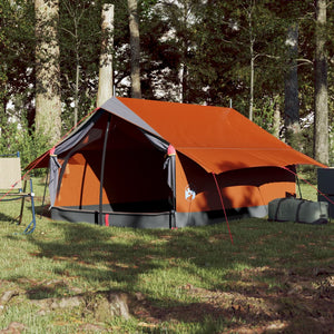 vidaXL Camping Tent 2-Person Grey and Orange Waterproof