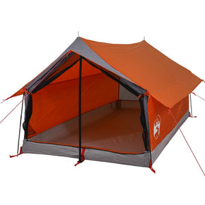 vidaXL Camping Tent 2-Person Grey and Orange Waterproof