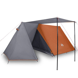 vidaXL Camping Tent 3-Person Grey and Orange Waterproof