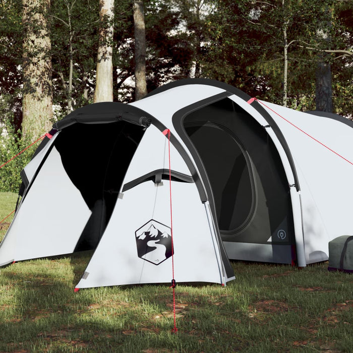 vidaXL Camping Tent Tunnel 3-Person White Blackout Fabric Waterproof