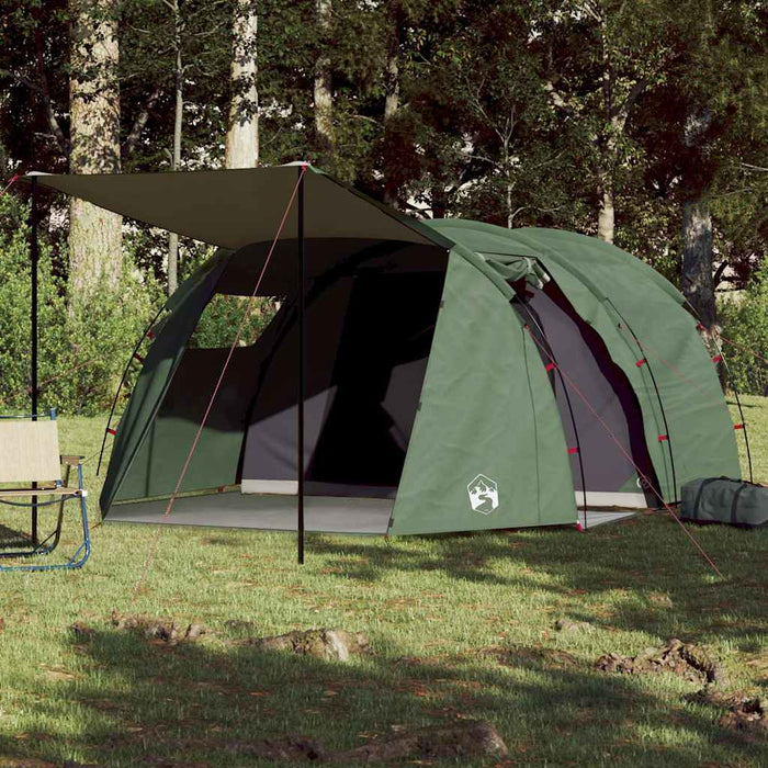 vidaXL Camping Tent Tunnel 4-Person Green Waterproof