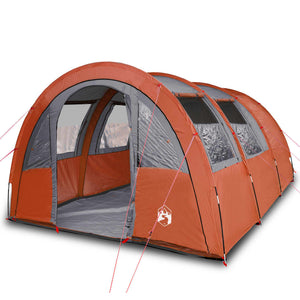 vidaXL Camping Tent Tunnel 4-Person Grey and Orange Waterproof