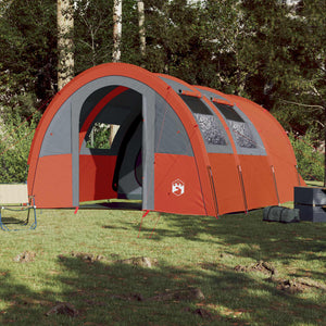 vidaXL Camping Tent Tunnel 4-Person Grey and Orange Waterproof