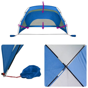 vidaXL Beach Tent Azure Blue 274x178x170/148 cm 185T Polyester