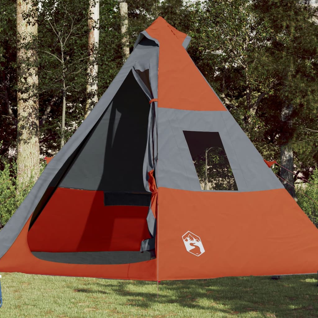 vidaXL Camping Tent Tipi 7-Person Orange Waterproof