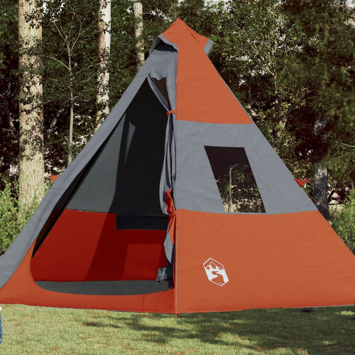 vidaXL Camping Tent Tipi 7-Person Orange Waterproof